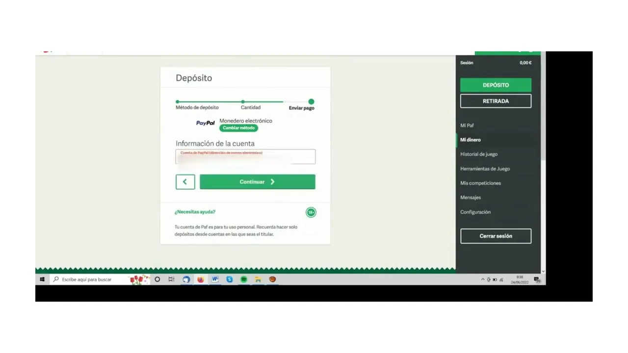 Verificación en dos pasos y datos bancarios ocultos al pagar con PayPal en casinos